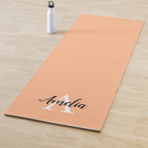 Peach Monogram Script Yoga Mat