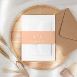 Peach Monogram Wedding Custom Einladungsbanderole