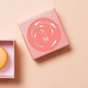 Peach Monogram Wedding Stickers