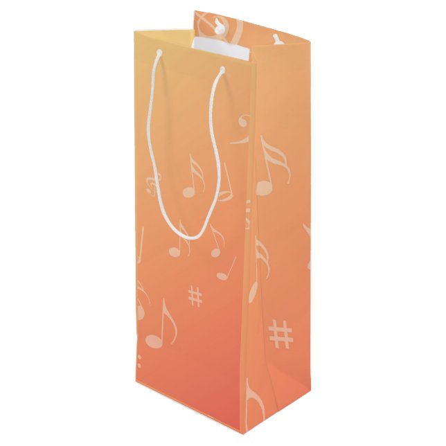 Peach Music Geschenktüte Für Weinflaschen (Rückseite Schrägansicht)