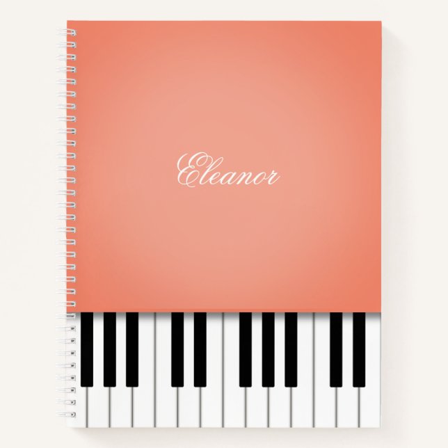 Peach Music Keyboard Custom Notebook Notizbuch (Vorderseite)