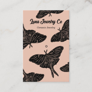 Peach Mystical Luna Moth Juwelier Button Business  Visitenkarte