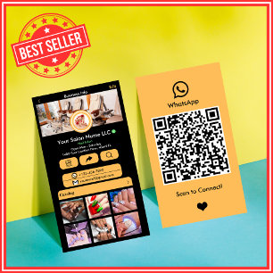Peach Nail Salon WhatsApp Social Media QR Code Visitenkarte