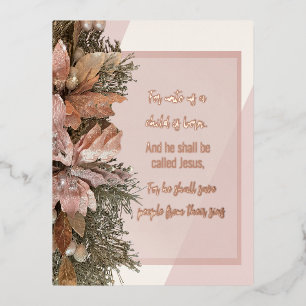 Peach Nativity Christmas Foil Post Card Folie Einladungspostkarte