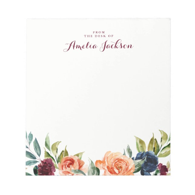 Peach Navy Personalisiert Notepad Stationierung Notizblock (Vorderseite)