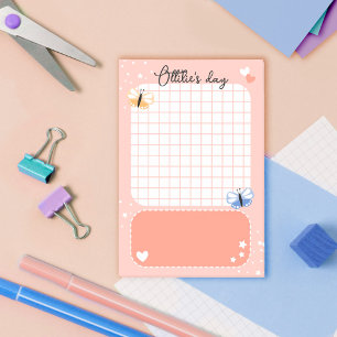 Peach Niedlich Hearts Stars Butterfels Name hinzuf Post-it Klebezettel