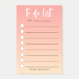 Peach Ombre Brush Letter to Do List Post-it Klebezettel