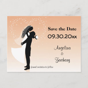 Peach Ombre Save the Date Wedding Post Card Ankündigungspostkarte