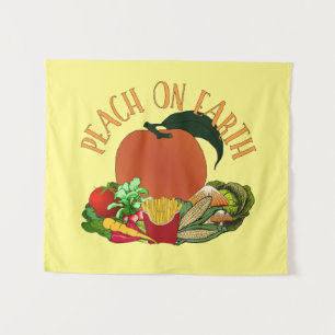 Peach on Earth Funny Christmas Puff Wandteppich