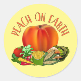 Peach on Earth Funny Christmas Pun Classic Round S Runder Aufkleber