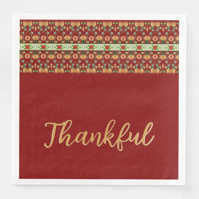 Peach Orange and Burgundy Serviette (Vorderseite)