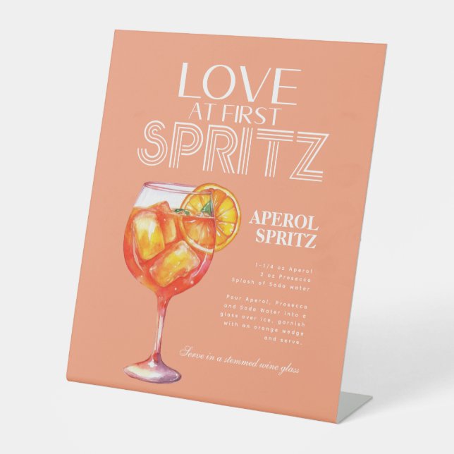 Peach Orange Aperol Spritz Brautparty Sockelschild (Vorderseite)
