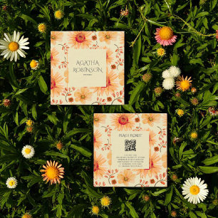 Peach Orange Blume Florist Quadratische Visitenkarte