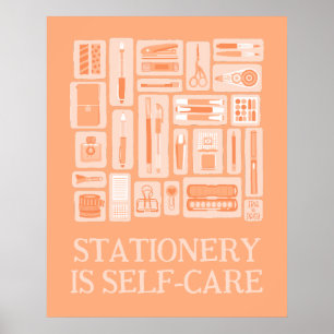 Peach Orange Creative Tools Illustration Self Care Poster
