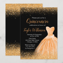 Peach Orange Dress Imitate Glitzer Quinceanera