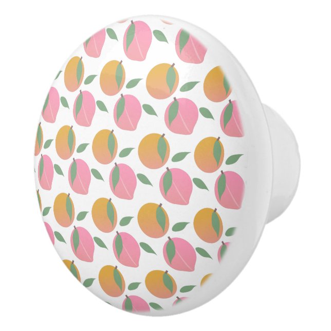 Peach Orange Fruchtmuster Pink Keramikknauf (Rechts)