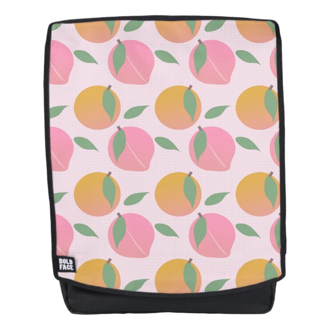 Peach Orange Fruchtmuster Pink Rucksack (Vorderseite)