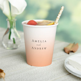 Peach Orange Fuzz Elegante Moderne Hochzeit Pappbecher