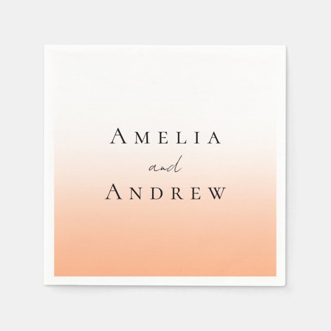 Peach Orange Fuzz Elegante Moderne Hochzeit Serviette (Vorderseite)