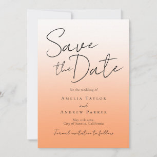 Peach Orange Fuzz Elegantes Skript Modernes Minima Save The Date