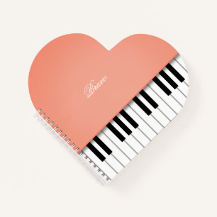 Peach Orange Grand Piano Music Keyboard Custom Notizbuch