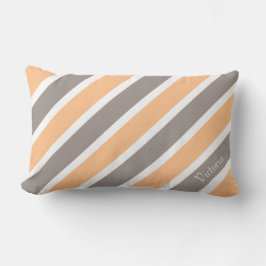 Peach Orange Gray Streifen mit Name Lendenkissen