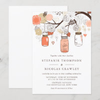 Peach Orange Hanging Mason Jars Wedding