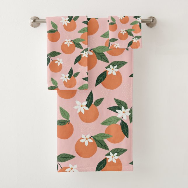 Peach Orange Juice Muster Badhandtuch Set (Insitu)