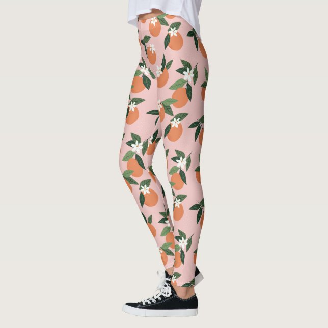 Peach Orange Juice Muster Leggings (Links)