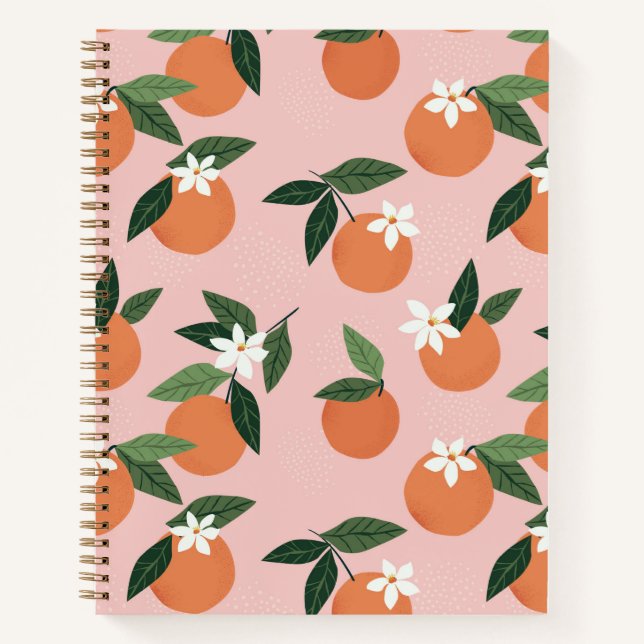 Peach Orange Juice Muster Notizbuch (Vorderseite)