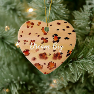 Peach Orange Leopard Druckfarbe Keramik Ornament