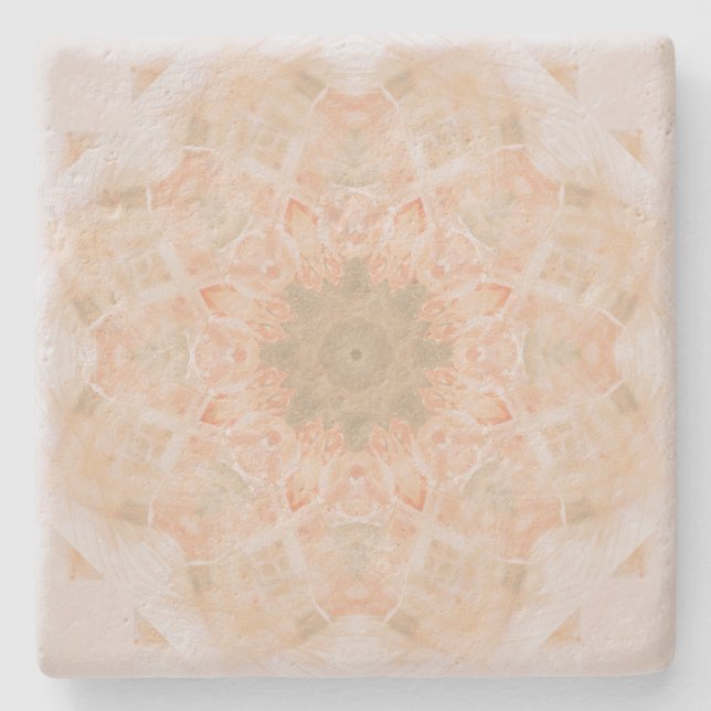 Peach Orange Mandala Steinuntersetzer (Vorderseite)