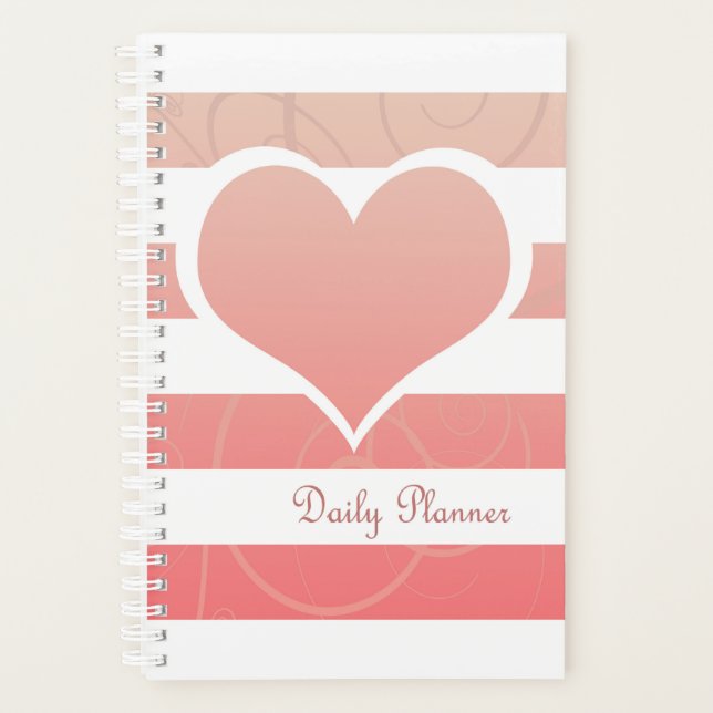 Peach Orange Pastel Heart Planer (Vorderseite)