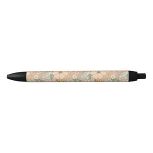 Peach Orange Pink Grau Floral Kugelschreiber