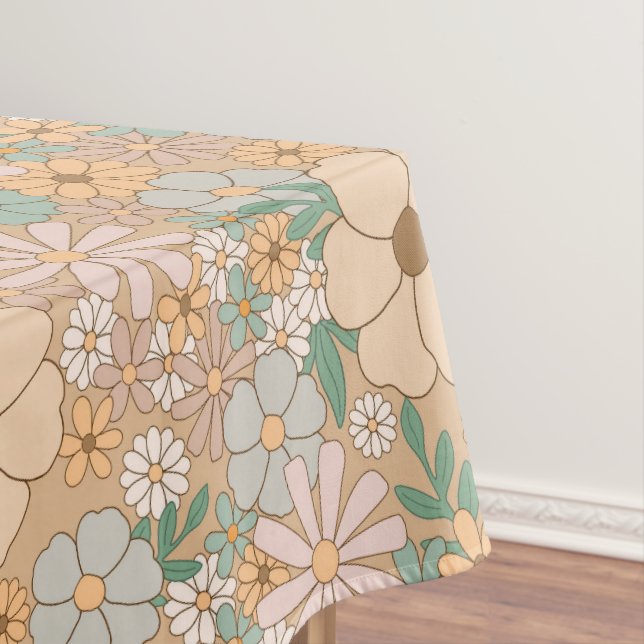 Peach Orange Pink Grau Floral Tischdecke (Beispiel)