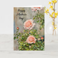 Peach Orange Rose Art Mother's Day Card