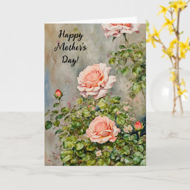 Peach Orange Rose Art Mother's Day Card Karte (Gelbe Blume)
