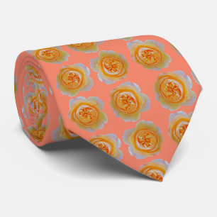 Peach Orange Rose Elegante Wiederholung Muster Pea Krawatte