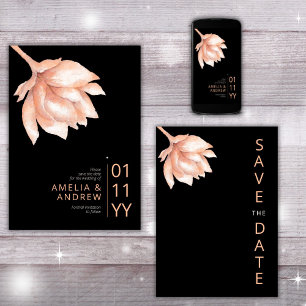Peach Orange Rose Moderne Blumenwasser Hochzeit Save The Date
