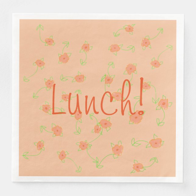 Peach Orange und Green Serviette (Vorderseite)