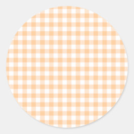 Peach Orange und White Gingham Runder Aufkleber