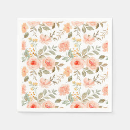 Peach Orange Watercolor Party Serviette