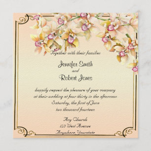 Peach Orchid Watercolor Posh Wedding Einladung