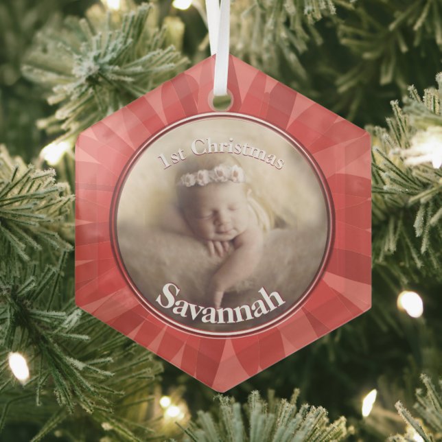 Peach Our Little Gerber Baby Foto Ornament Aus Glas (Insitu)