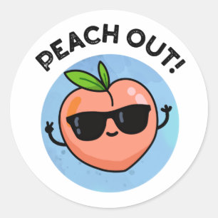 Peach Out Funny Fruit Pub Runder Aufkleber