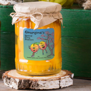 Peach Pals Funny Cartoon Jam Pie und mehr Quadratischer Aufkleber