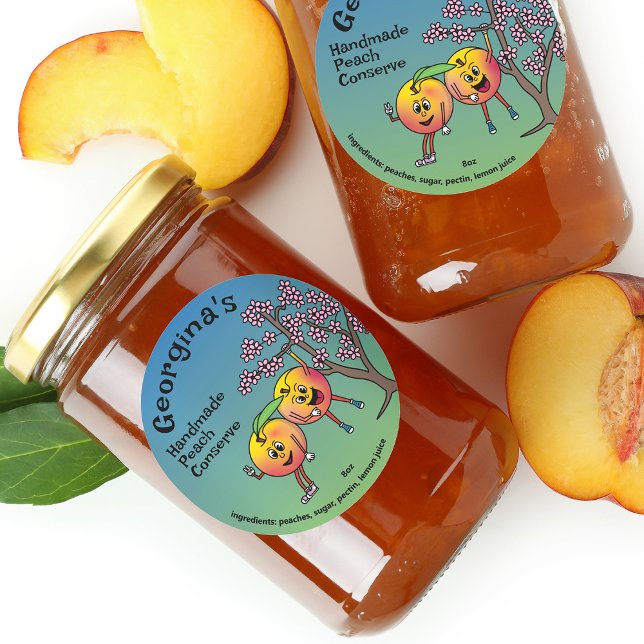 Peach Pals Funny Cartoon Jam Pie und mehr Runder Aufkleber (Von Creator hochgeladen)