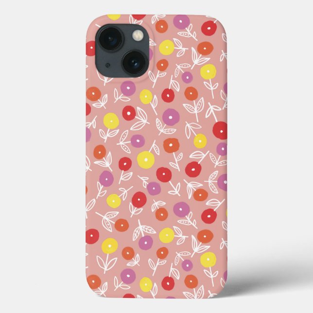 Peach Pastel Floral Ditsy iPhone Case (Rückseite)