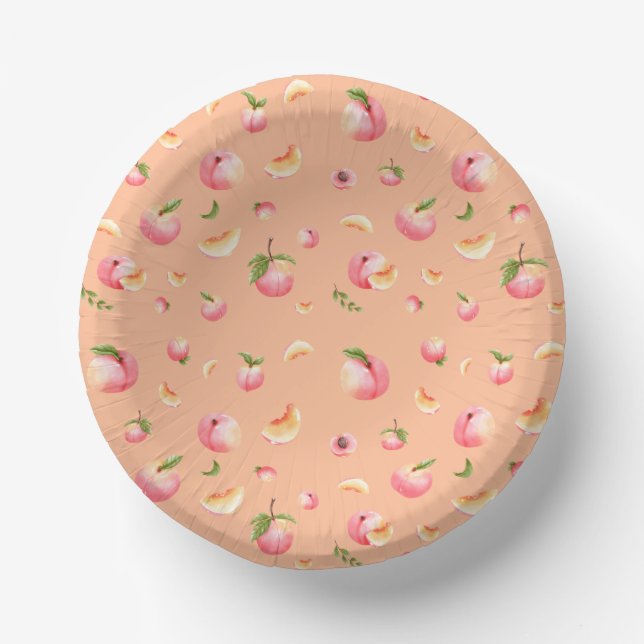 Peach Pattern Birthday Pappteller (Vorderseite)