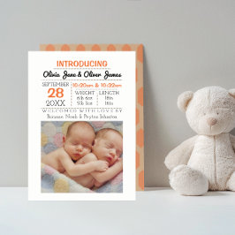 Peach Pattern Foto Baby Ankündigung